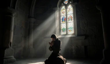 Man praying for forgiveness in a chapel, 40 Heartfelt Forgive Me Father For I Have Sinned Prayers.