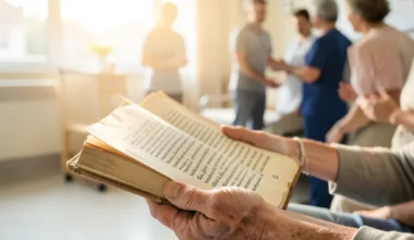 40 Amazing Prayers For Good News From The Doctor: Hand holding prayer book in hopeful waiting room.